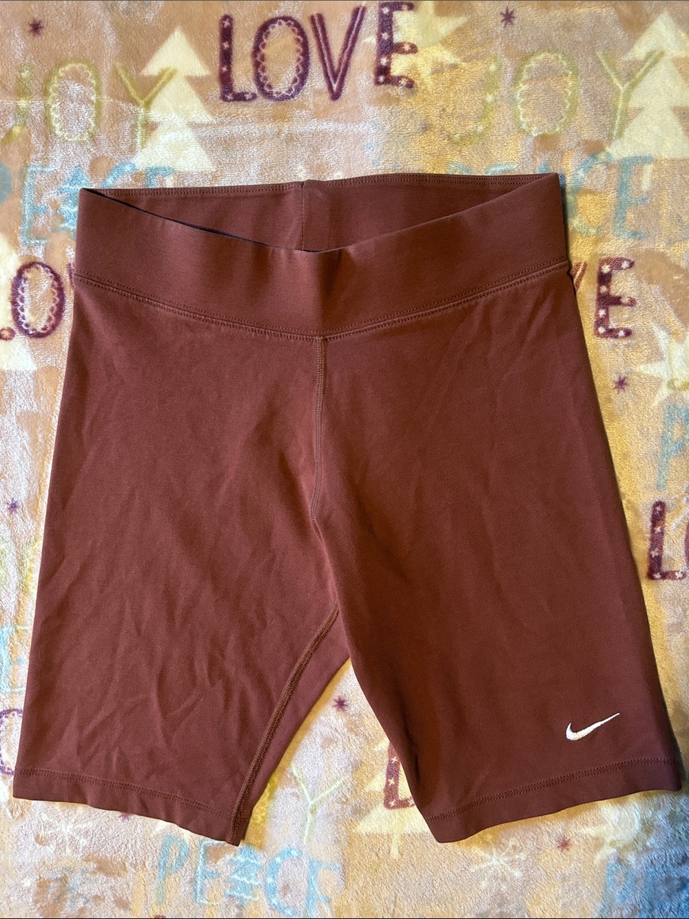 Nike Women's Burnt Sienna Bike Shorts with White Swoosh